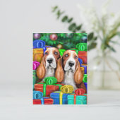 Basset Hound-kerstcadeautjes Feestdagenkaart (Staand voorkant)
