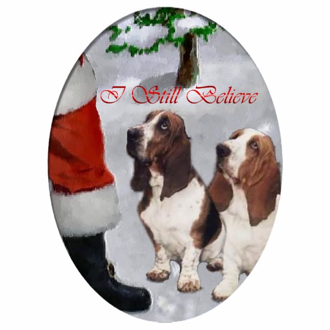 Basset Hound kerstcadeautjes Ornament Fotobeeldje Ornament (Voorkant)