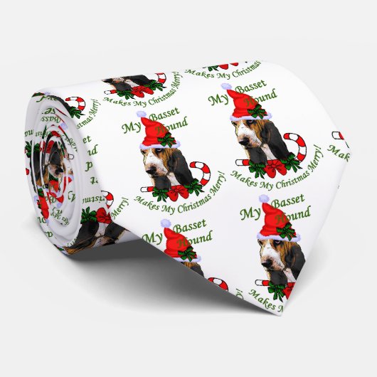 Basset Hound-kerstcadeautjes Stropdas (Opgerold)
