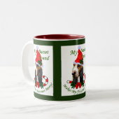 Basset Hound-kerstcadeautjes Tweekleurige Koffiemok (Voorkant links)