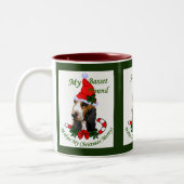 Basset Hound-kerstcadeautjes Tweekleurige Koffiemok (Links)