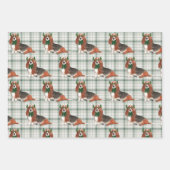 Basset Hound Kersthond en Green Holiday Pset Inpakpapier Vel (Voorkant 3)