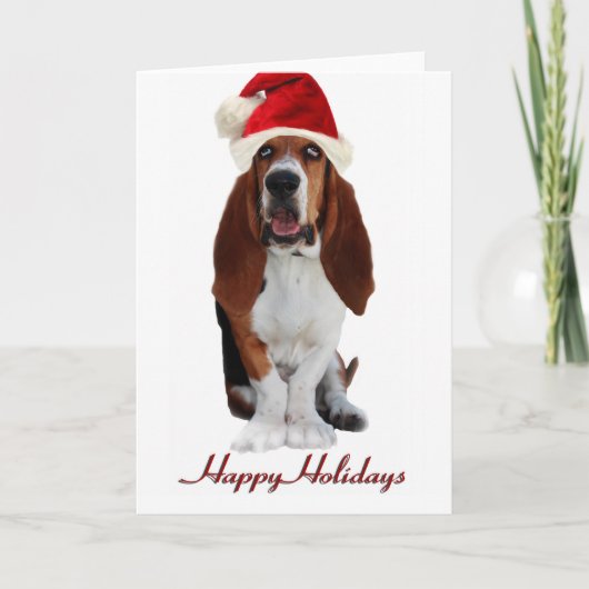 Basset Hound-kerstkaart Feestdagen Kaart (Voorkant)