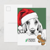 Basset Hound Kerstkoekje Briefkaart (Voorkant / Achterkant)