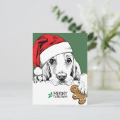 Basset Hound Kerstkoekje Briefkaart (Staand voorkant)