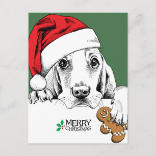 Basset Hound Kerstkoekje Briefkaart