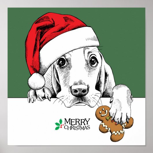 Basset Hound Kerstkoekje Poster (Voorkant)