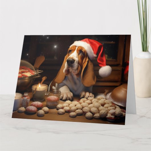 Basset Hound Kerstkoekjes Feestelijke vakantie Kaart (Voorkant)