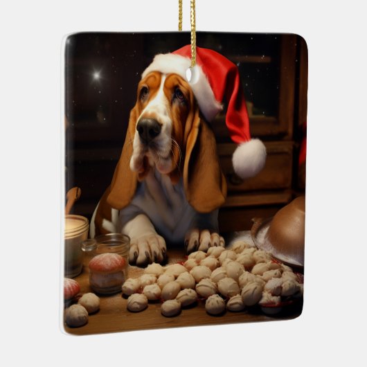 Basset Hound Kerstkoekjes Feestelijke vakantie Keramisch Ornament (Rechts)