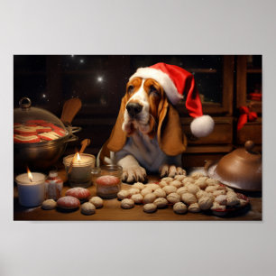 Basset Hound Kerstkoekjes Feestelijke vakantie Poster