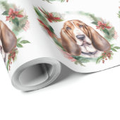 Basset Hound Kerstkrans Feestelijke Pup Cadeaupapier (Rol Hoek)