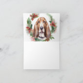 Basset Hound Kerstkrans Feestelijke Pup Kaart (Binnen)