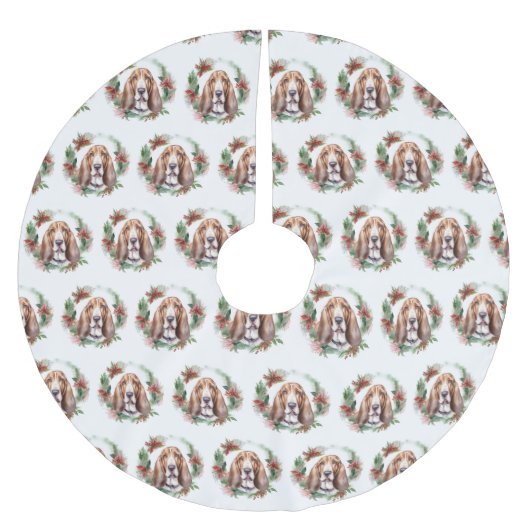 Basset Hound Kerstkrans Feestelijke Pup Kerstboom Rok (Voorkant)
