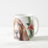 Basset Hound Kerstkrans Feestelijke Pup Koffiemok (Voorkant rechts)