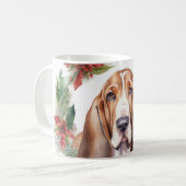 Basset Hound Kerstkrans Feestelijke Pup Koffiemok (Voorkant links)