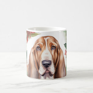 Basset Hound Kerstkrans Feestelijke Pup Koffiemok