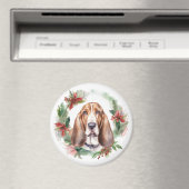 Basset Hound Kerstkrans Feestelijke Pup Magneet (Insitu (Vaatwasser))
