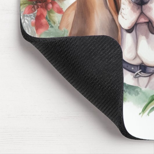 Basset Hound Kerstkrans Feestelijke Pup Muismat (Hoek)