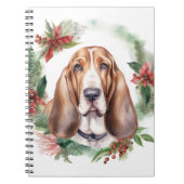 Basset Hound Kerstkrans Feestelijke Pup Notitieboek (Voorkant)