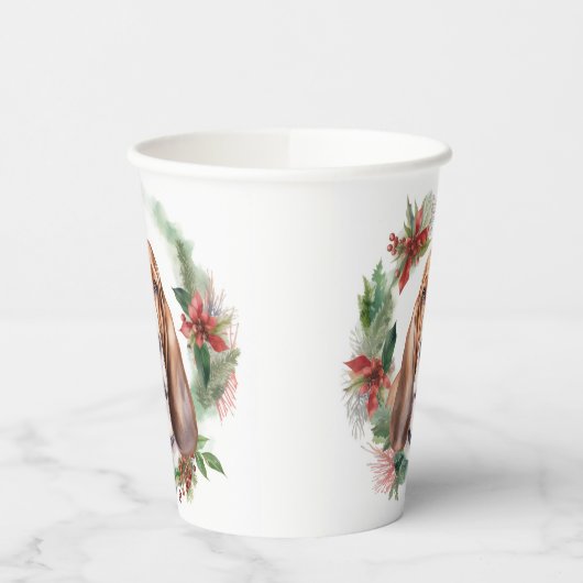 Basset Hound Kerstkrans Feestelijke Pup Papieren Bekers (Links)