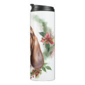 Basset Hound Kerstkrans Feestelijke Pup Thermosbeker (Geroteerd rechts)