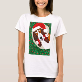 Basset Hound Kerstkrans T-shirt
