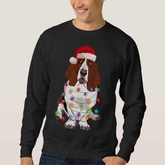 Basset Hound-kerstlampjes Hondenliefhebber Trui (Voorkant)
