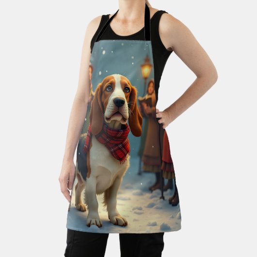 Basset Hound Kerstlied Zangers Schilderij Schort (Insitu)