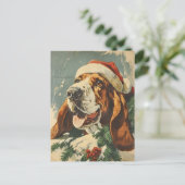 Basset Hound Kerstmis Briefkaart (Staand voorkant)