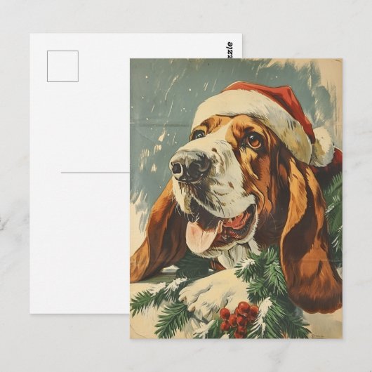 Basset Hound Kerstmis Briefkaart (Voorkant / Achterkant)