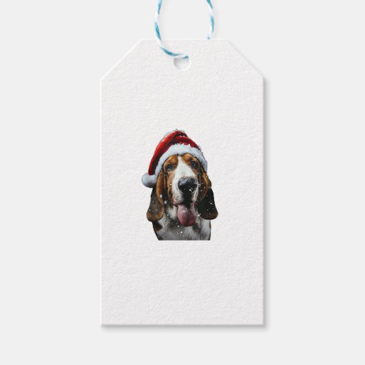 Basset Hound Kerstmis Cadeaulabel (Voorkant)
