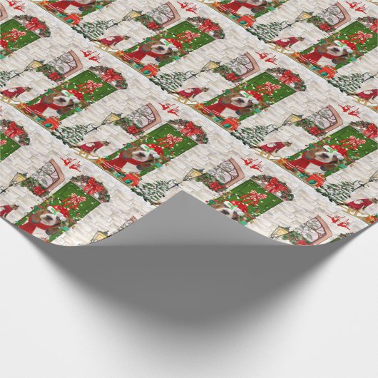 Basset Hound Kerstmis Cadeaupapier (Hoek)