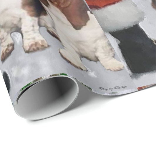 Basset Hound Kerstmis Cadeaupapier (Rol Hoek)