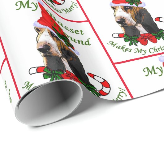 Basset Hound Kerstmis Cadeaupapier (Rol Hoek)