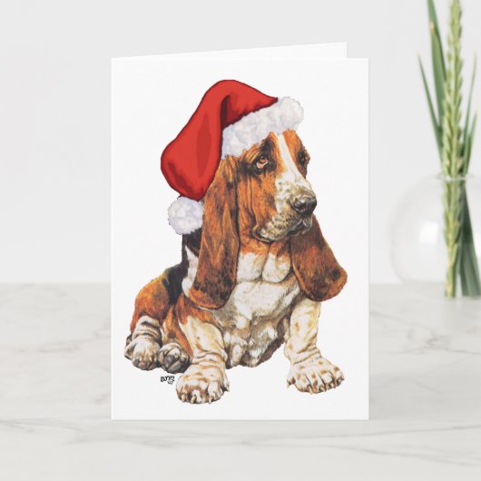 Basset Hound Kerstmis Feestdagen Kaart (Voorkant)