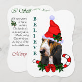 Basset Hound Kerstmis Feestdagenkaart (Voorkant / Achterkant)