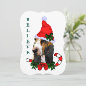 Basset Hound Kerstmis Feestdagenkaart (Staand voorkant)
