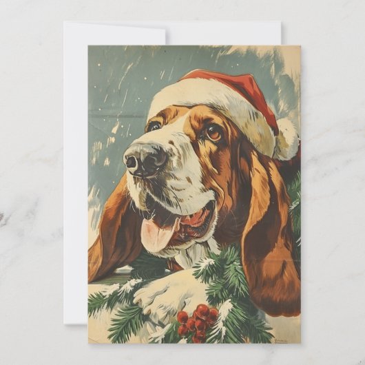 Basset Hound Kerstmis Feestdagenkaart (Voorkant)