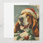 Basset Hound Kerstmis Feestdagenkaart (Voorkant / Achterkant)