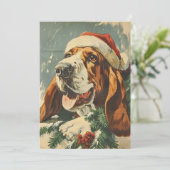 Basset Hound Kerstmis Feestdagenkaart (Staand voorkant)
