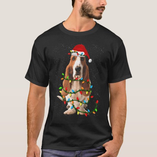 Basset Hound Kerstmis Funny Basset Hound Dog T-shirt (Voorkant)