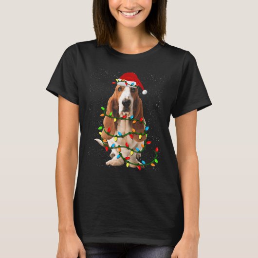 Basset Hound Kerstmis Funny Basset Hound Dog T-shirt (Voorkant)