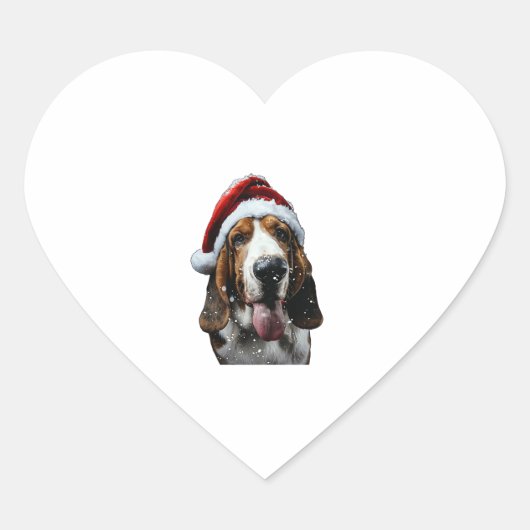 Basset Hound Kerstmis Hart Sticker (Voorkant)