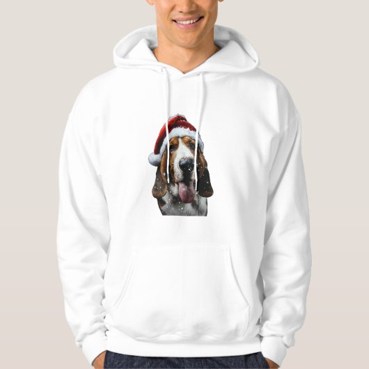 Basset Hound Kerstmis Hoodie (Voorkant)