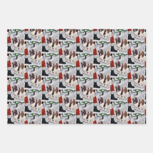 Basset Hound Kerstmis Inpakpapier Vel (Voorkant)