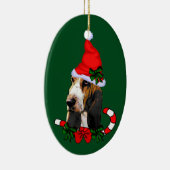 Basset Hound Kerstmis Keramisch Ornament (Rechts)