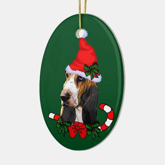 Basset Hound Kerstmis Keramisch Ornament (Links)