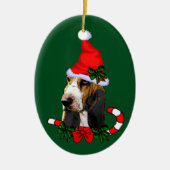 Basset Hound Kerstmis Keramisch Ornament (Voorkant)