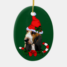 Basset Hound Kerstmis Keramisch Ornament
