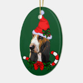Basset Hound Kerstmis Keramisch Ornament (Links)